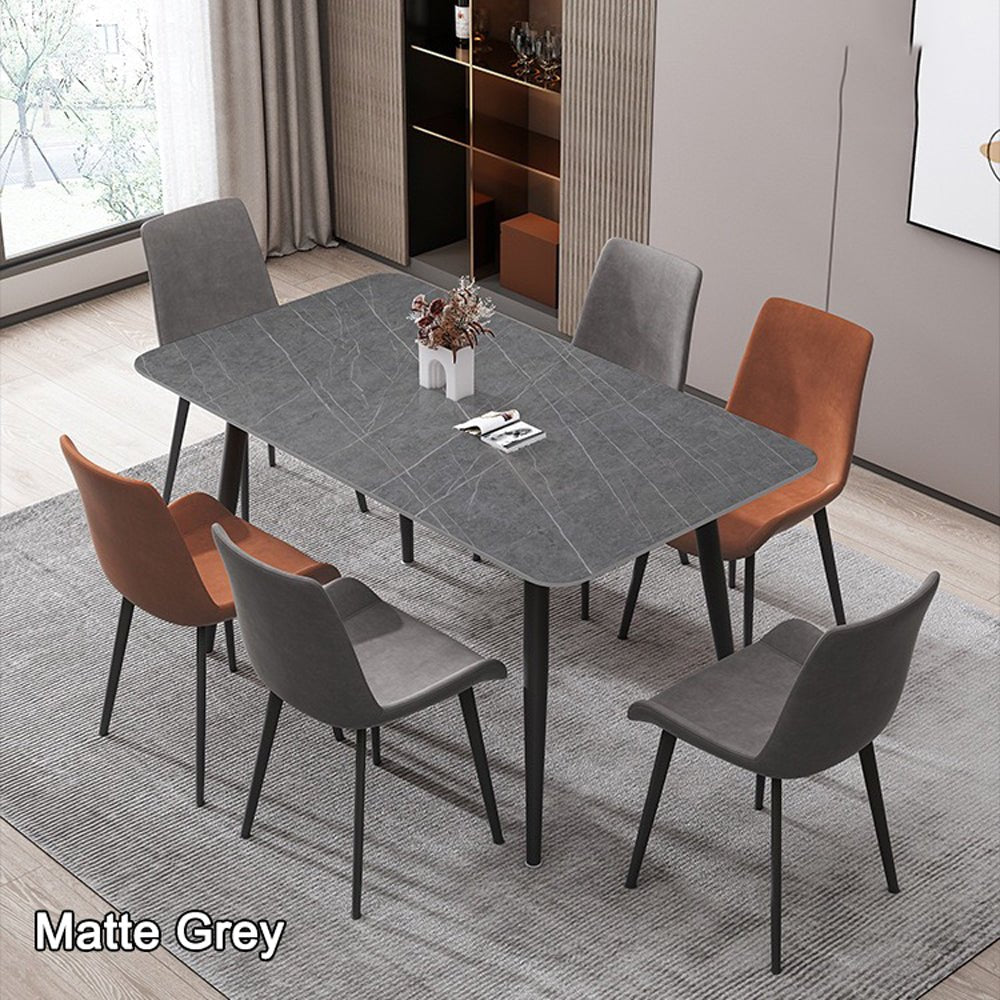 Matte Grey Minimalist Slate Kitchen Dining Table -120x60cm